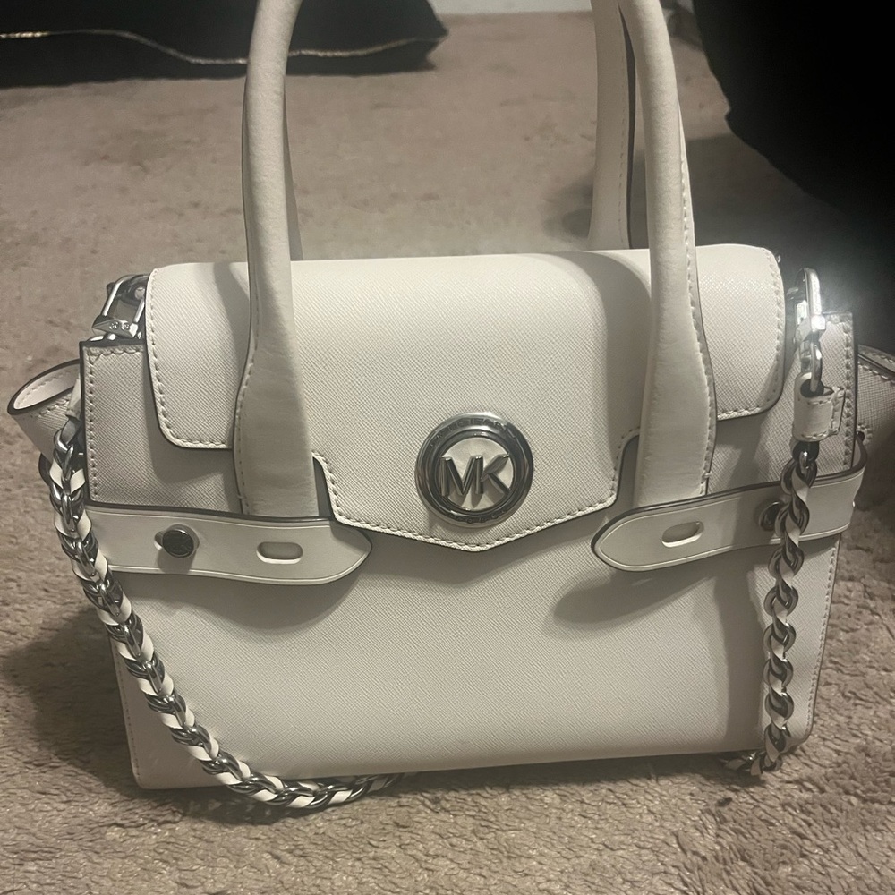 Michael Kors White Satchel with Silver Accents